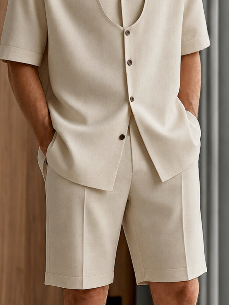 Casual Summer Fake Two-Piece Shirt Set