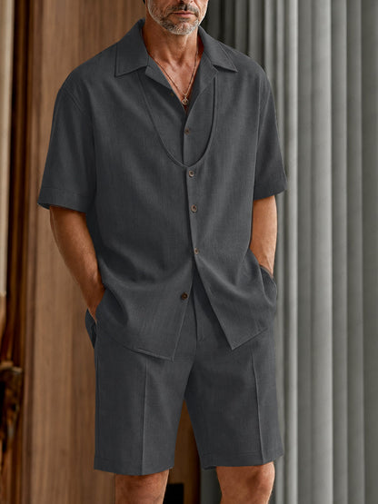 Casual Summer Fake Two-Piece Shirt Set
