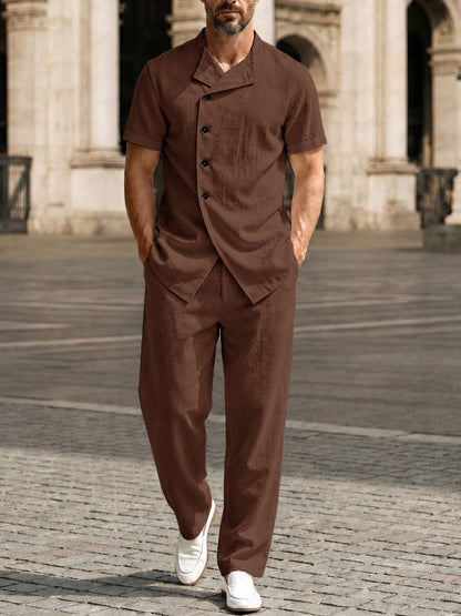 Casual Button Design 100% Cotton Shirt Set