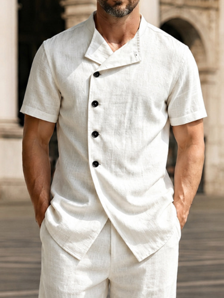 Casual Button Design 100% Cotton Shirt Set