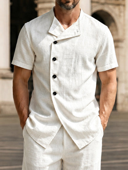 Casual Button Design 100% Cotton Shirt Set
