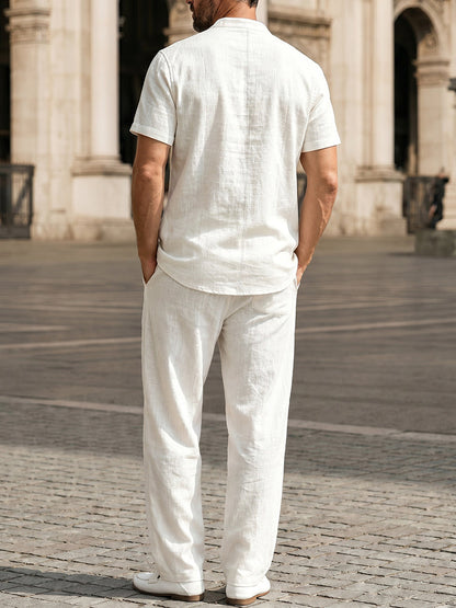 Casual Button Design 100% Cotton Shirt Set