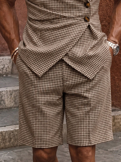 Casual Summer Plaid Blazer Shorts Set