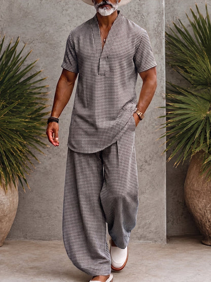Classic Relaxed Fit Plaid Print Matching Set