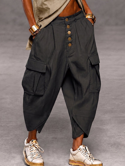 Casual Drop Crotch Cargo Harem Pants