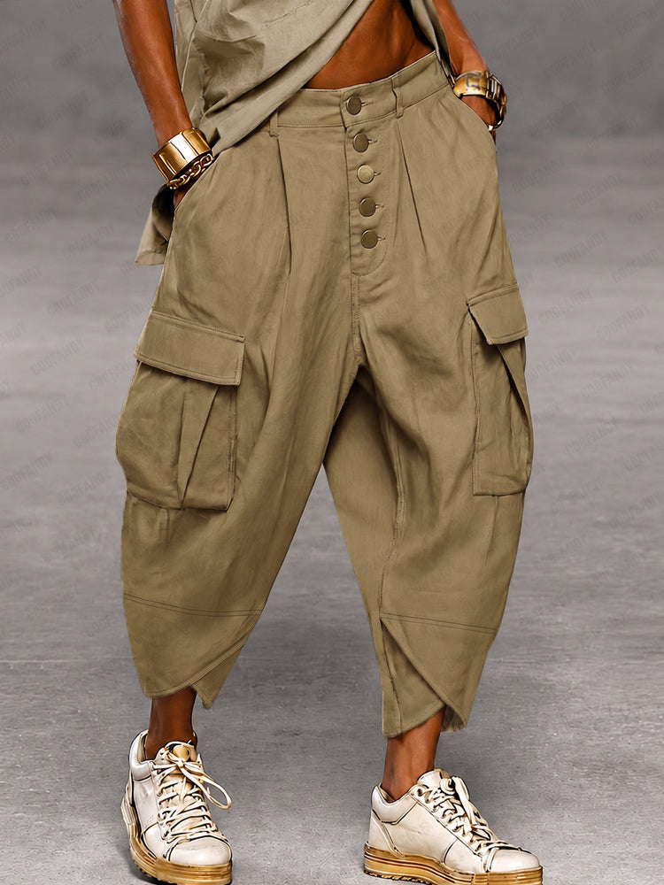 Casual Drop Crotch Cargo Harem Pants