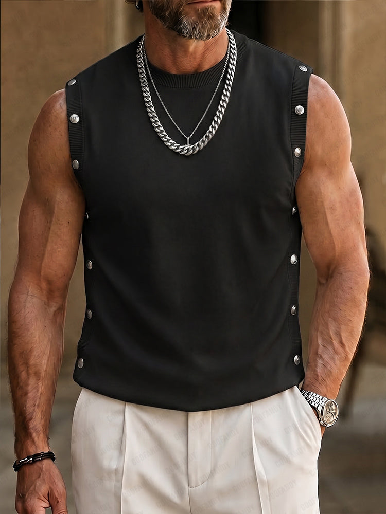 Fashion Stretchy Button Accent Tank Top