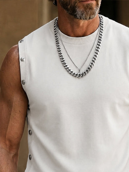 Fashion Stretchy Button Accent Tank Top
