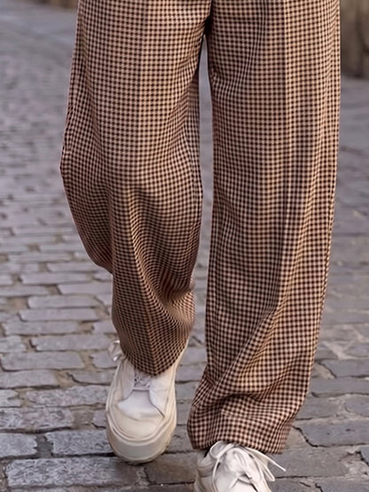 Urban Style Multi-Button Front Plaid Pants