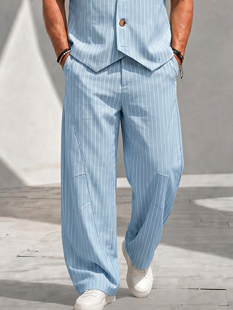 Smart Casual Pinstripe Loose Fit Matching Sets