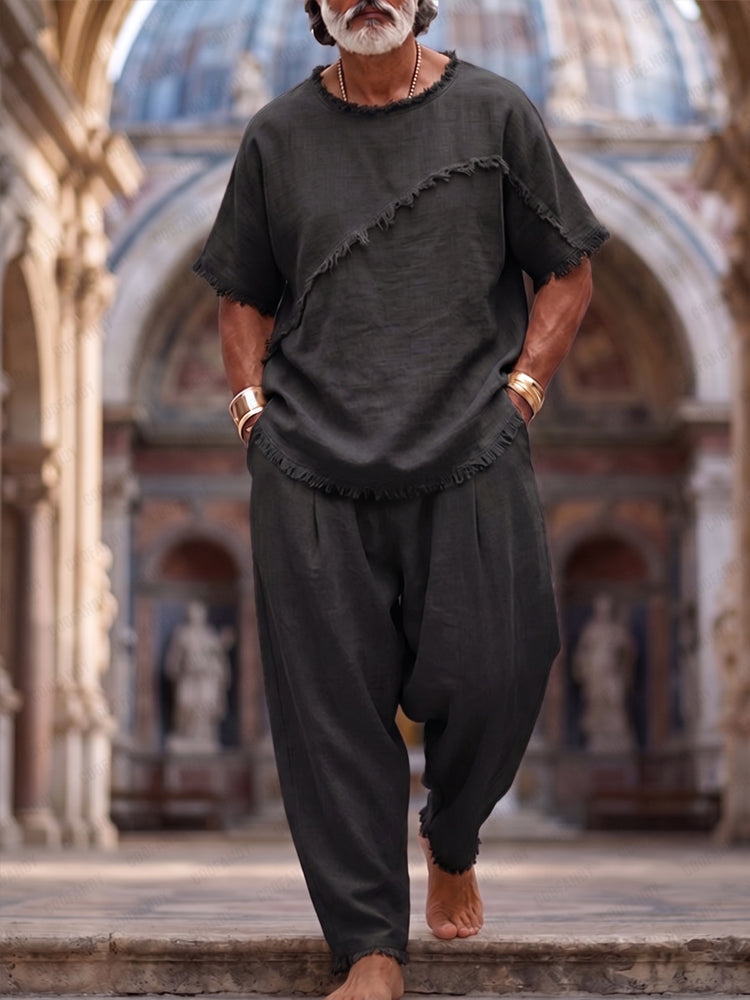 Minimalism Nature Raw Edge Cotton Matching Set