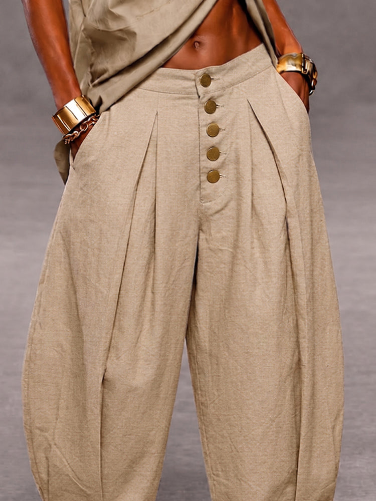 Casual Loose Fit Cotton Harem Pants