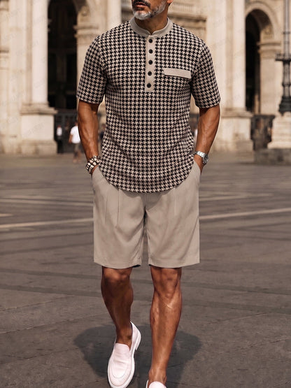 Stylish Houndstooth Check Print Matching Set