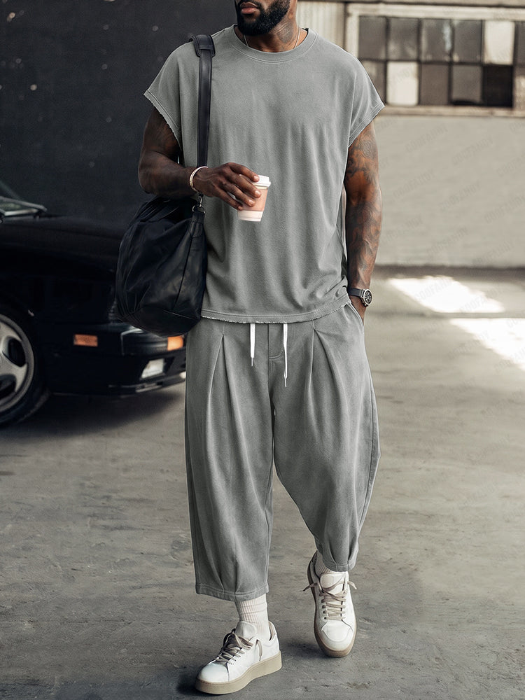 Casual Loose Tank Top and Lantern Pants Set