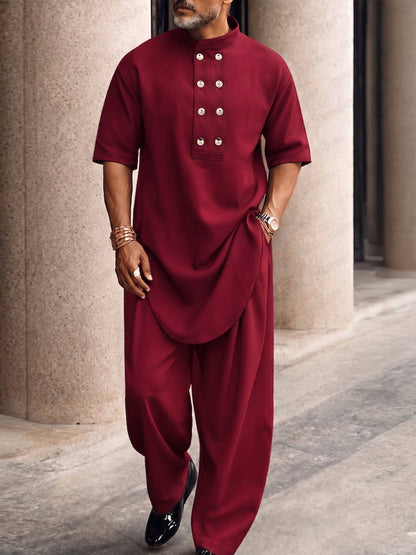 Casual Button Up Longline Top and Pants Set