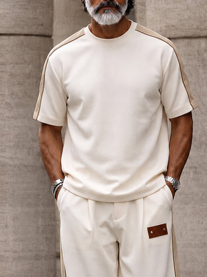 Urban Casual Contrast Patchwork Matching Set