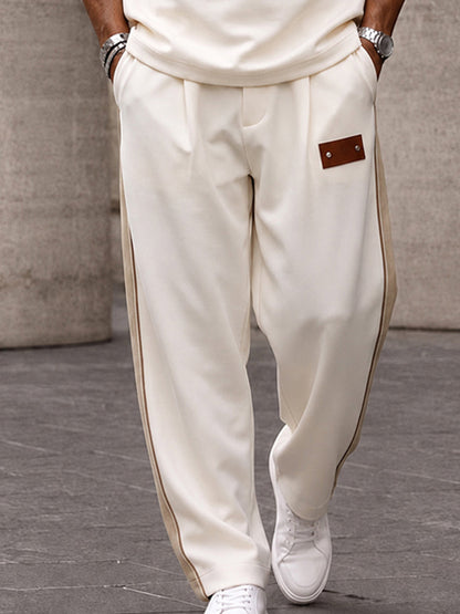 Urban Casual Contrast Patchwork Matching Set