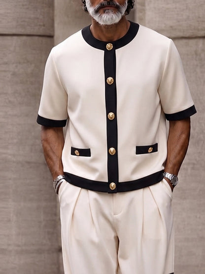Smart Casual Designer Contrast Trim Two Piece Set