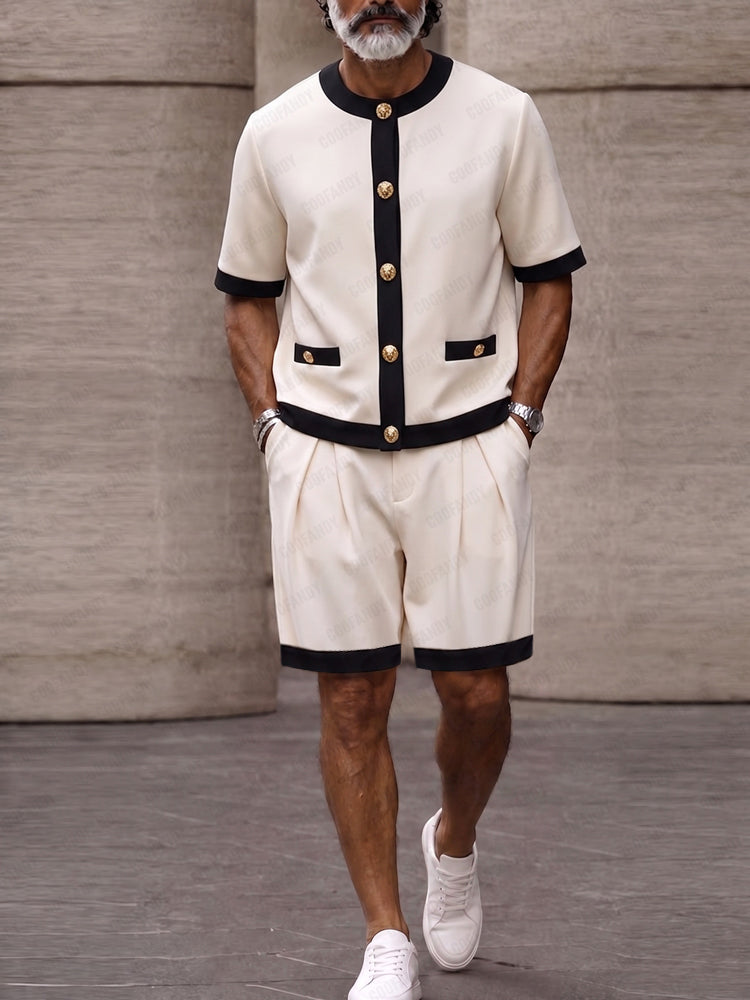 Smart Casual Designer Contrast Trim Two Piece Set