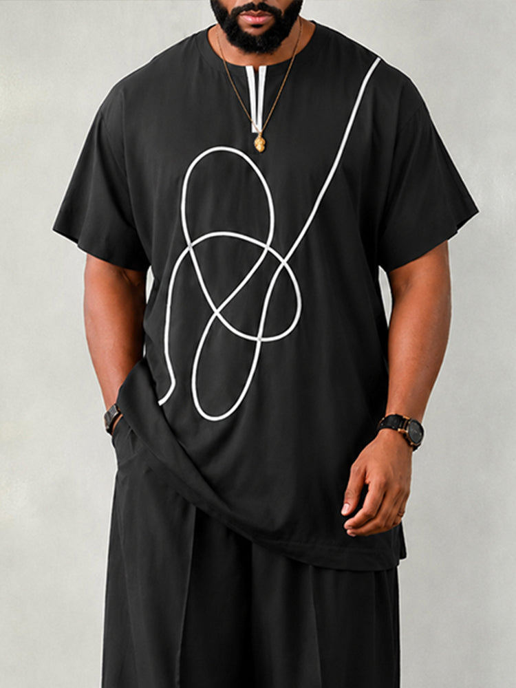Minimal Art Graphic Casual Matching Set