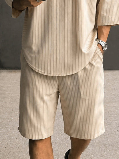 Casual Loose Fit Pinstripe Two Piece Set