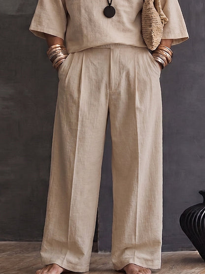 Natural Loose Fit Cotton Shirt Pants Set