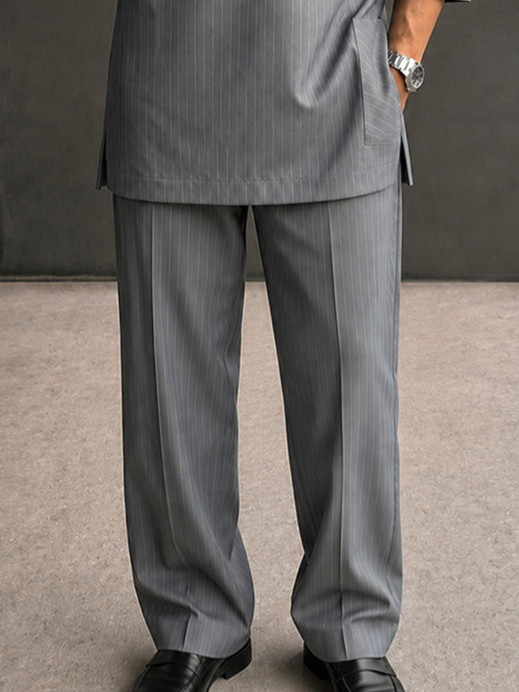 Effortless Pinstripe Longline Shirt Pants Set