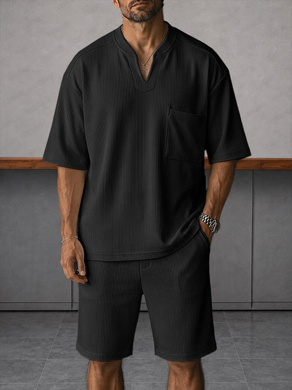 Sporty Elastic Pit-stripe Matching Set