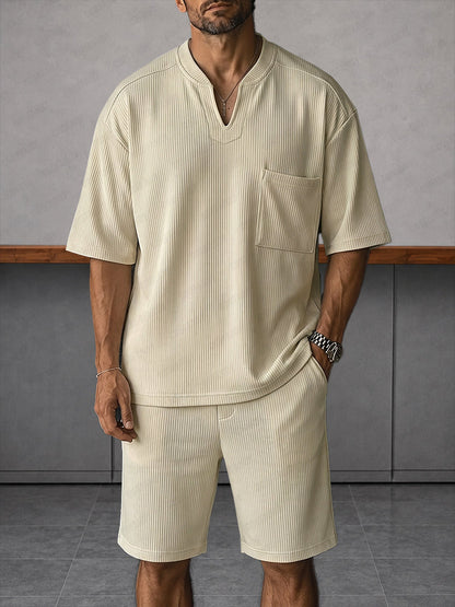 Sporty Elastic Pit-stripe Matching Set
