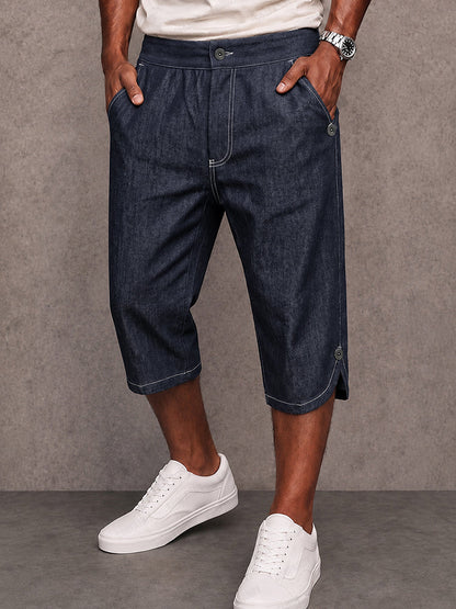 Urban Vintage Washed Denim Capri Shorts