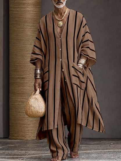 Summer Casual Vertical Striped Matching Set