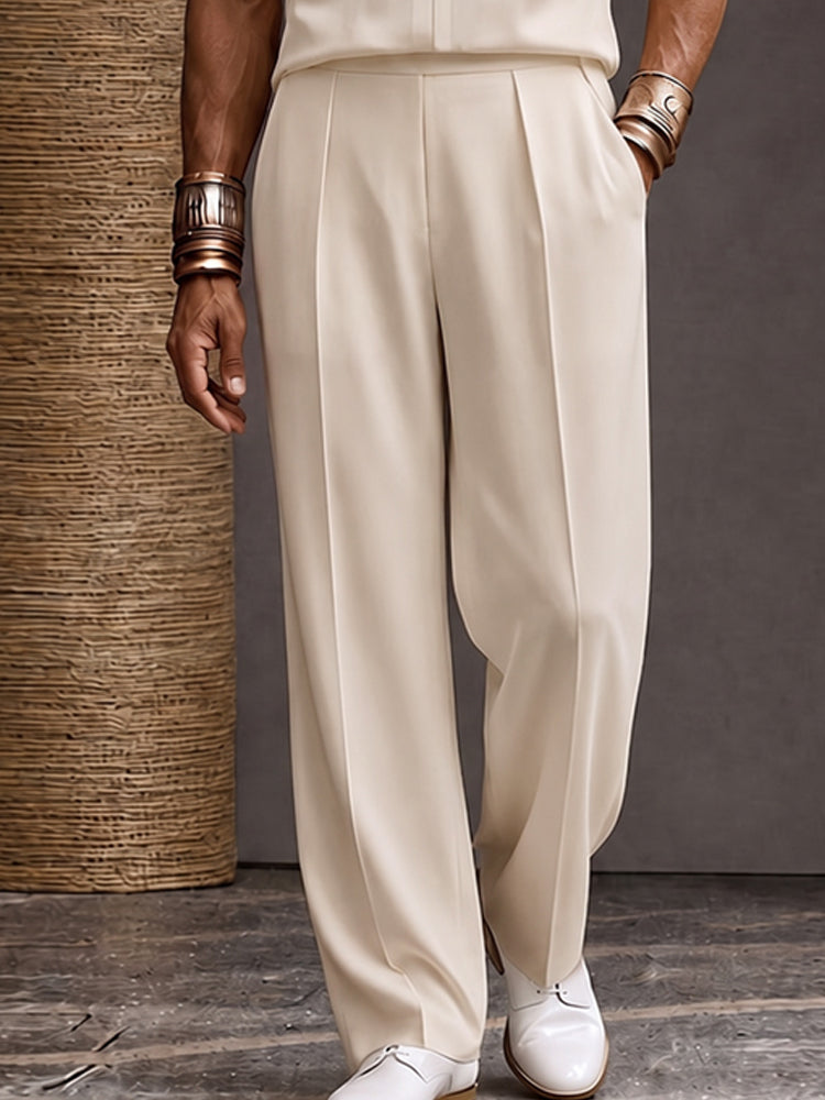 Refined Urban Stand Collar Top and Pants Set