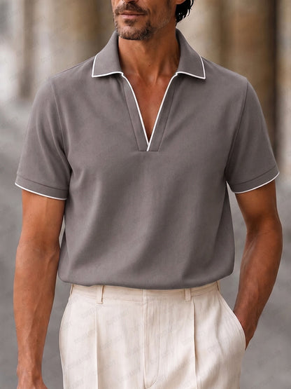 Versatile Casual Contrast Tipping Polo Shirt