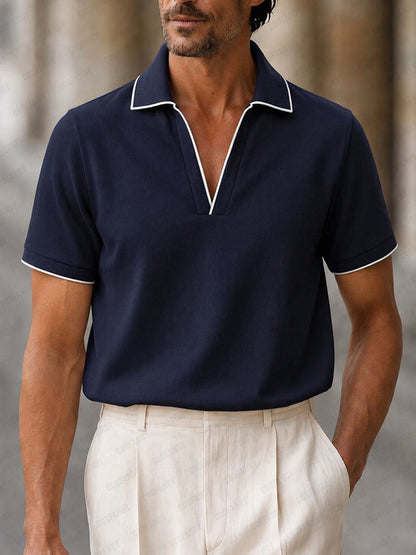 Versatile Casual Contrast Tipping Polo Shirt