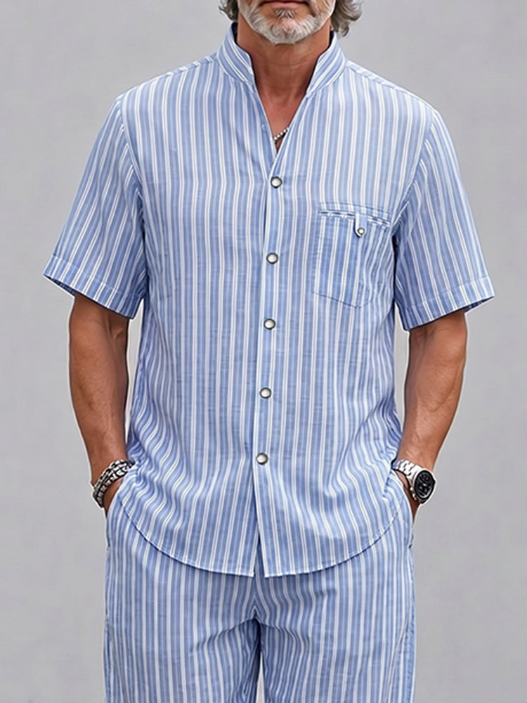 Resort Casual Stripe Short Sleeve Matching Set