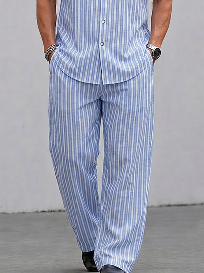 Resort Casual Stripe Short Sleeve Matching Set