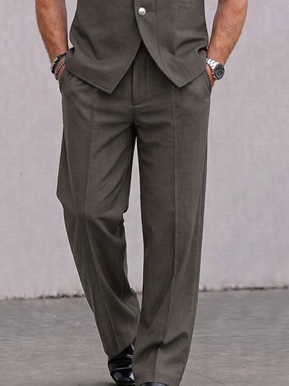 Modern Solid Color Suit Vest and Pants Set