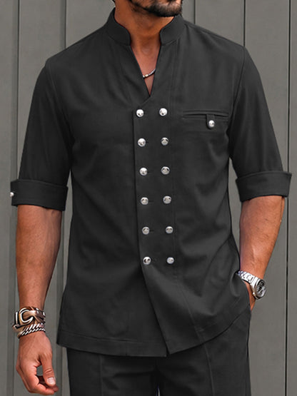 Smart Casual Double Breasted Shirt Pants Set