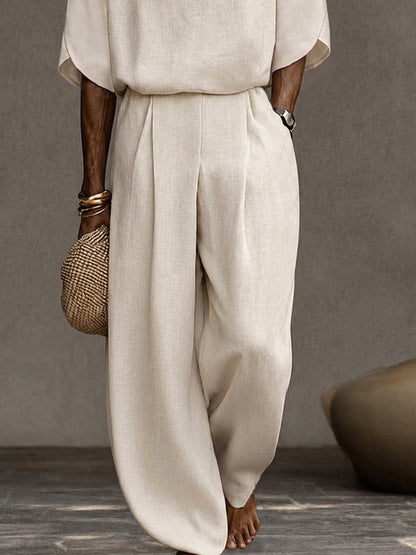 Leisure Designer Collar Shirt and Pants Set