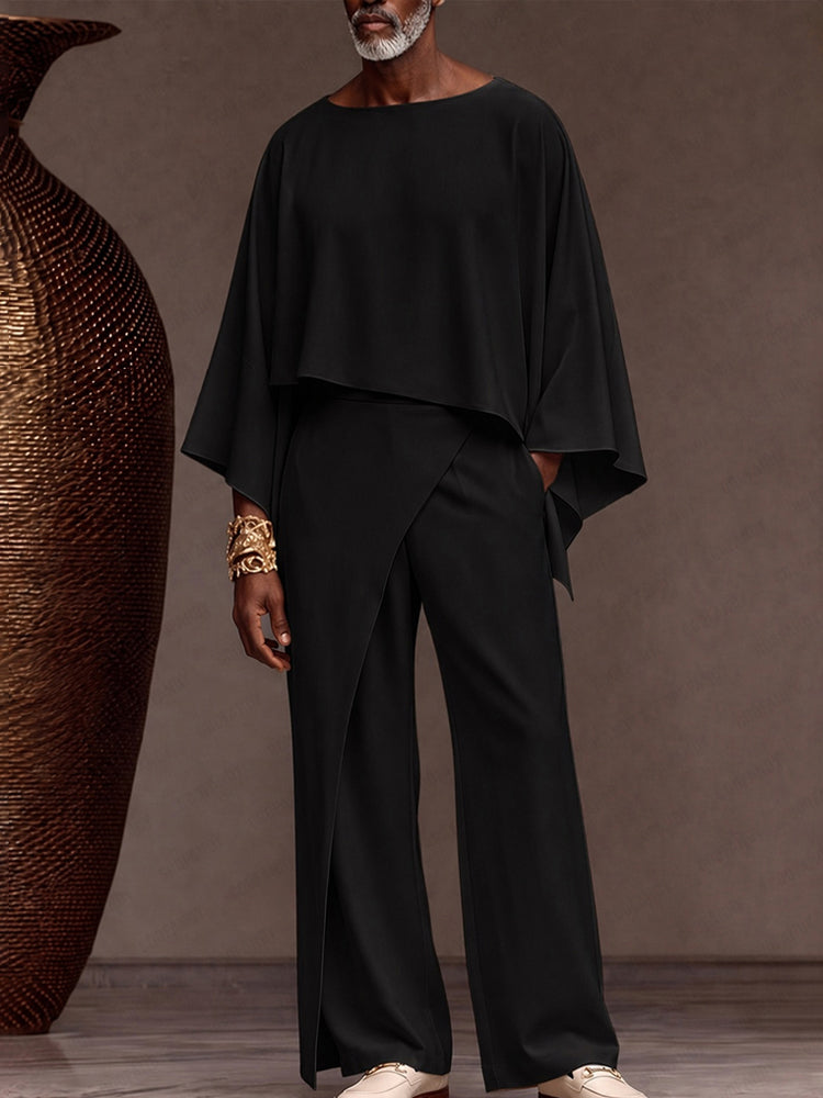 Designer Cape Sleeve Poncho Shirt Pants Set
