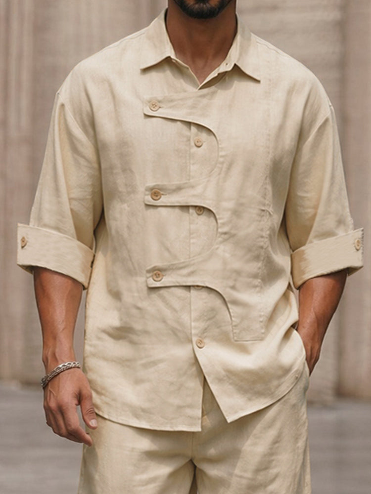 Unique Designer Button Placket Shirt Pants Set