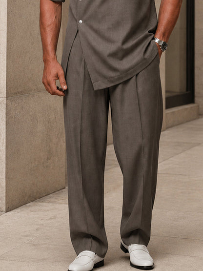Urban Button Detail Pullover Shirt Pants Set