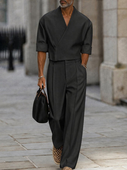 Modern Sleek Cropped Shirt and Pants Set
