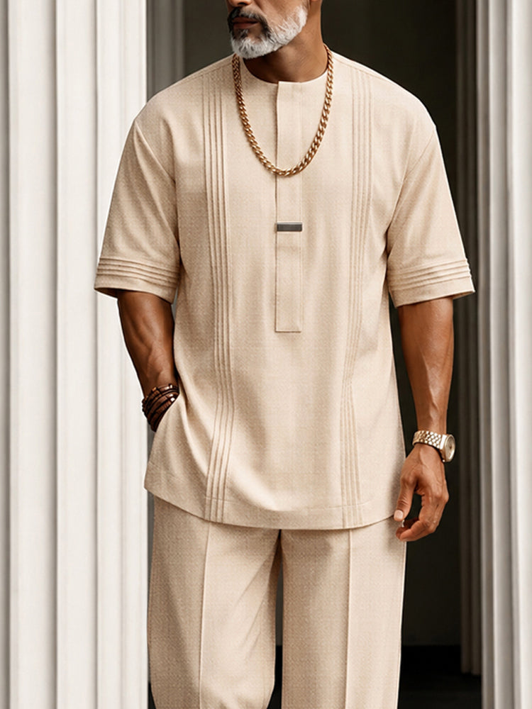 Essential Leisure Pleated Detail T-Shirt Pants Set