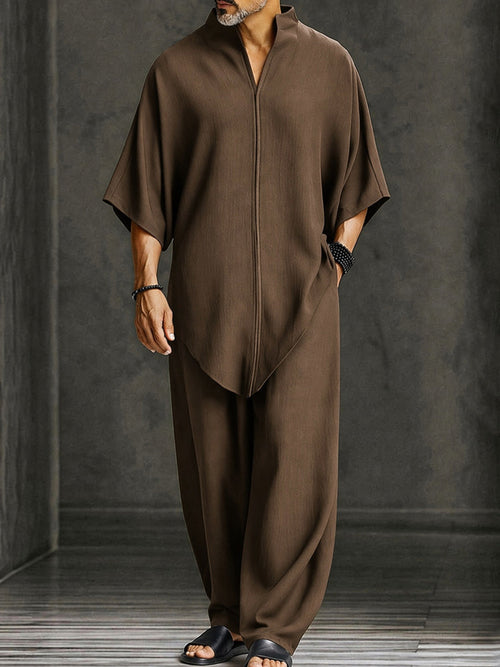 Minimalist Loose Asymmetrical Hem T-Shirt Set