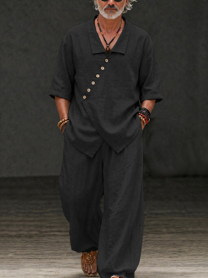 Minimalist Washed Cotton Shirt Pants Set