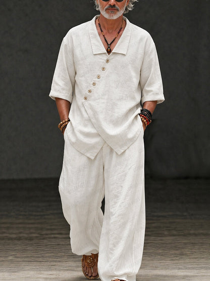 Minimalist Washed Cotton Shirt Pants Set