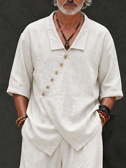 Minimalist Washed Cotton Shirt Pants Set