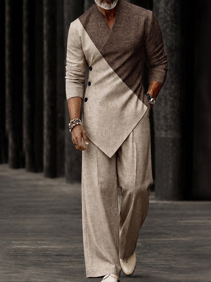 Stylish Colorblock Asymmetrical Hem Matching Set