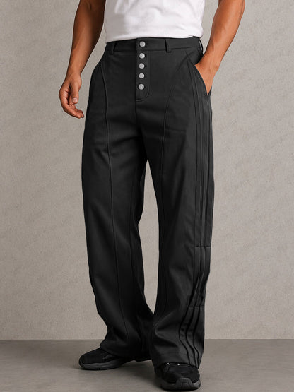 Casual Multi-Button Fly Pleated Pants